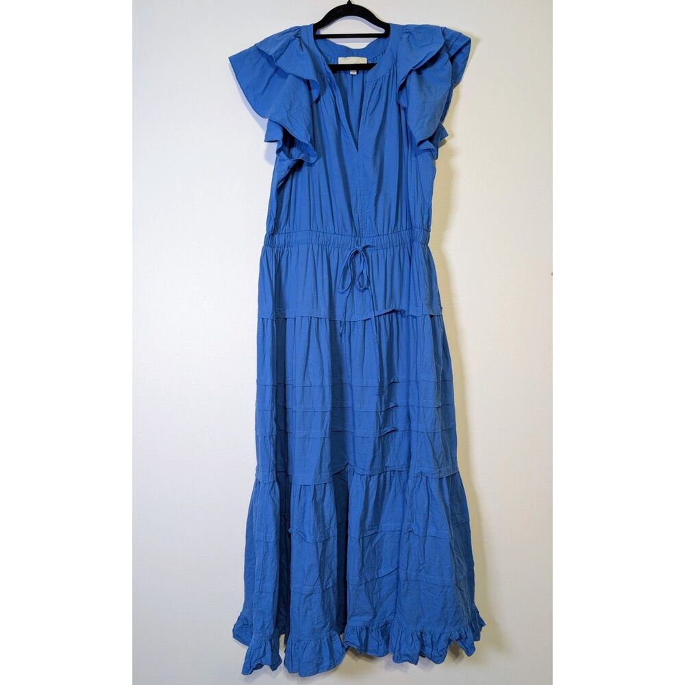 Pinch Blue Tiered Maxi Dress Women Large Cotton Ruffle Sleeve Boho Cottagecore - Picture 3 of 9